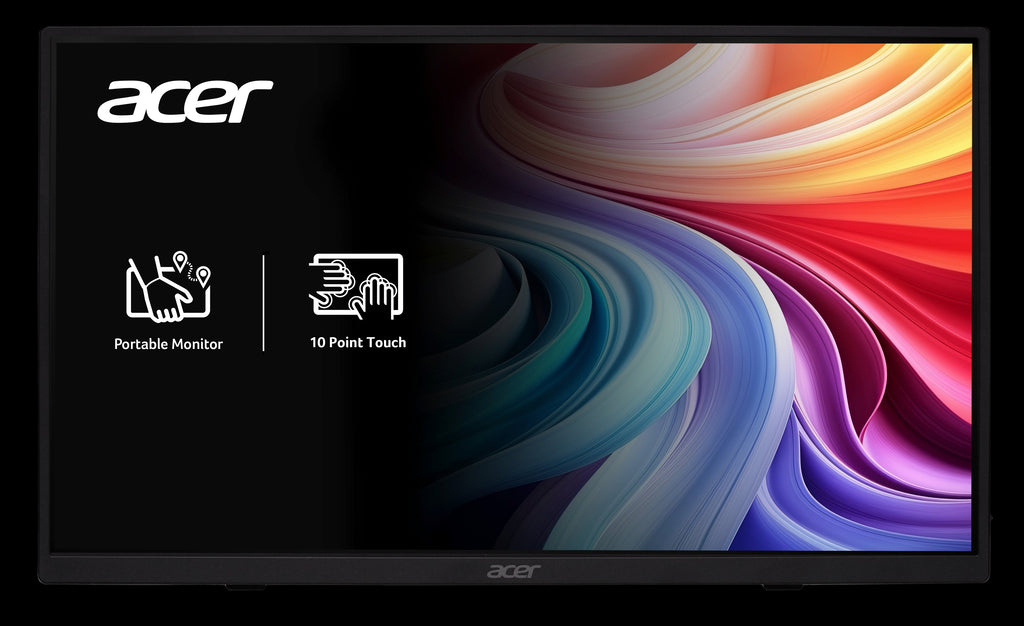 Acer PM161QT 15.6-inch FHD IPS portable touchscreen monitor showing display and stand.
