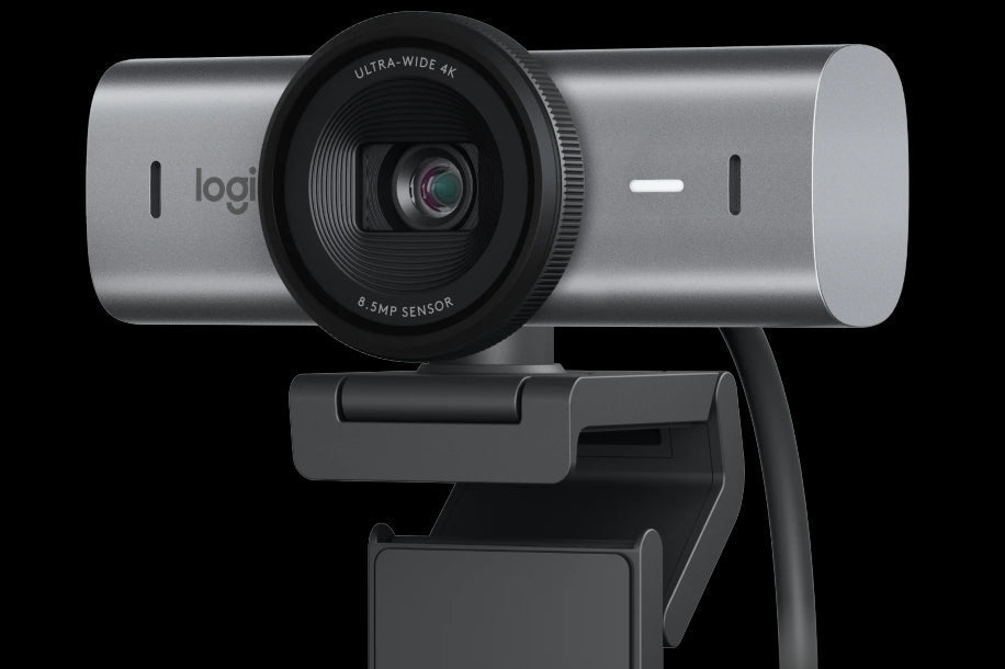 Logitech MX Brio 705 Webcam in Slate color, providing 4K Ultra HD resolution for video conferencing and streaming.