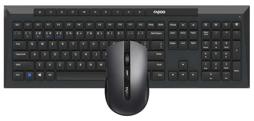 Rapoo 8210M multi-mode wireless keyboard and mouse combo, offering Bluetooth and 2.4GHz connectivity for multiple devices.
