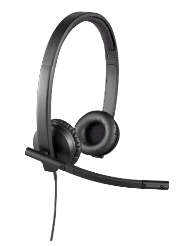 Logitech H570e wired USB headset with noise-canceling microphone and in-line controls for PC, Mac, and laptop.