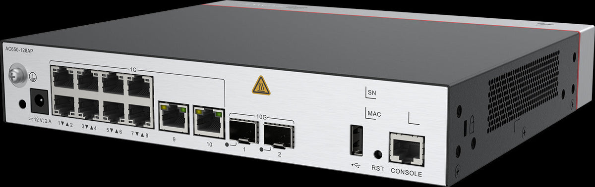 Huawei AC650-128AP Wireless LAN Controller with 10 GE ports, managing up to 128 Access Points.
