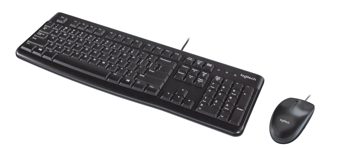 Logitech MK120 wired keyboard and mouse combo, black, USB connection
