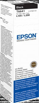 Epson 664 black ink bottle, 70ml, for EcoTank L565, L550, and L486 printers. Original Epson ink for reliable printing.