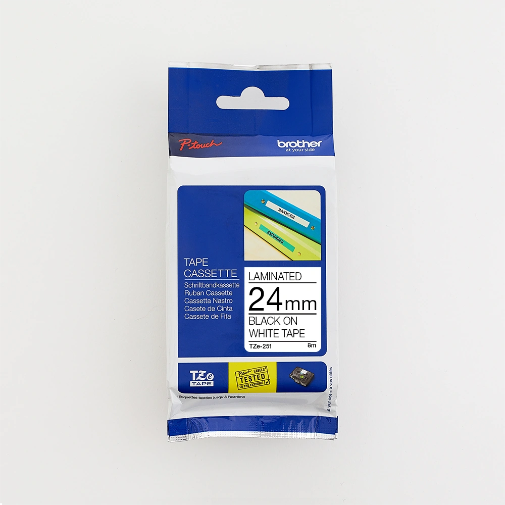 Brother 24MM Black on White Laminated tape