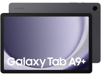 Samsung Galaxy Tab A9 Plus 5G in Graphite, showing the 11-inch display and slim design.