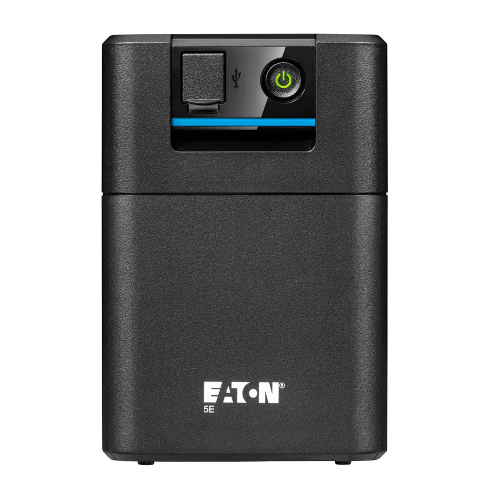 Eaton 5E 1600VA Tower UPS with AVR, providing reliable power protection and battery backup for home or office electronics.