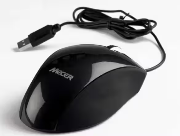 Mecer USB Optical Wheel Mouse 1000 DPI Black for PC