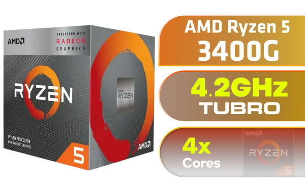AMD Ryzen 5 3400G AM4 CPU 4 Core 8 Thread Vega Graphics 65W