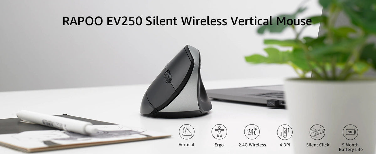 EV250 Ergo Wireless Optical Mouse For Comfortable Daily Use