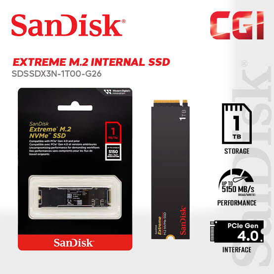 SanDisk Extreme 1TB NVMe M.2 SSD (5150 MB/s Read, 4900 MB/s Write)