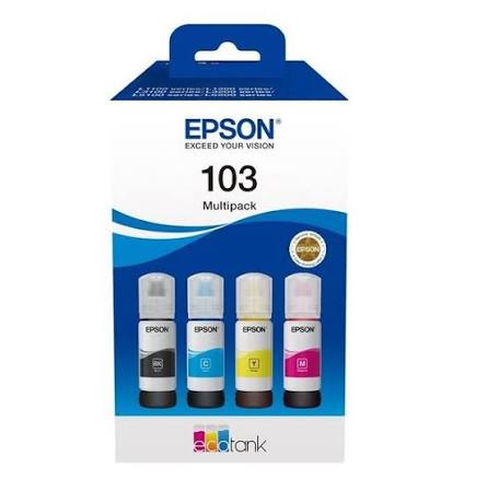Epson 103 4-Color Ink Bottle Multipack (Black, Cyan, Magenta, Yellow)