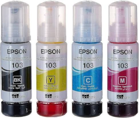 Epson 103 4-Color Ink Bottle Multipack (Black, Cyan, Magenta, Yellow)