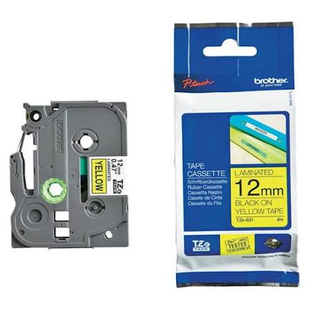 Brother TZE-631 P-touch TZe Laminated Label Tape | 12mm (0.47") Black on Yellow