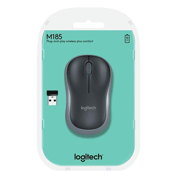 Logitech M185 Wireless Mouse Swift Grey USB Receiver