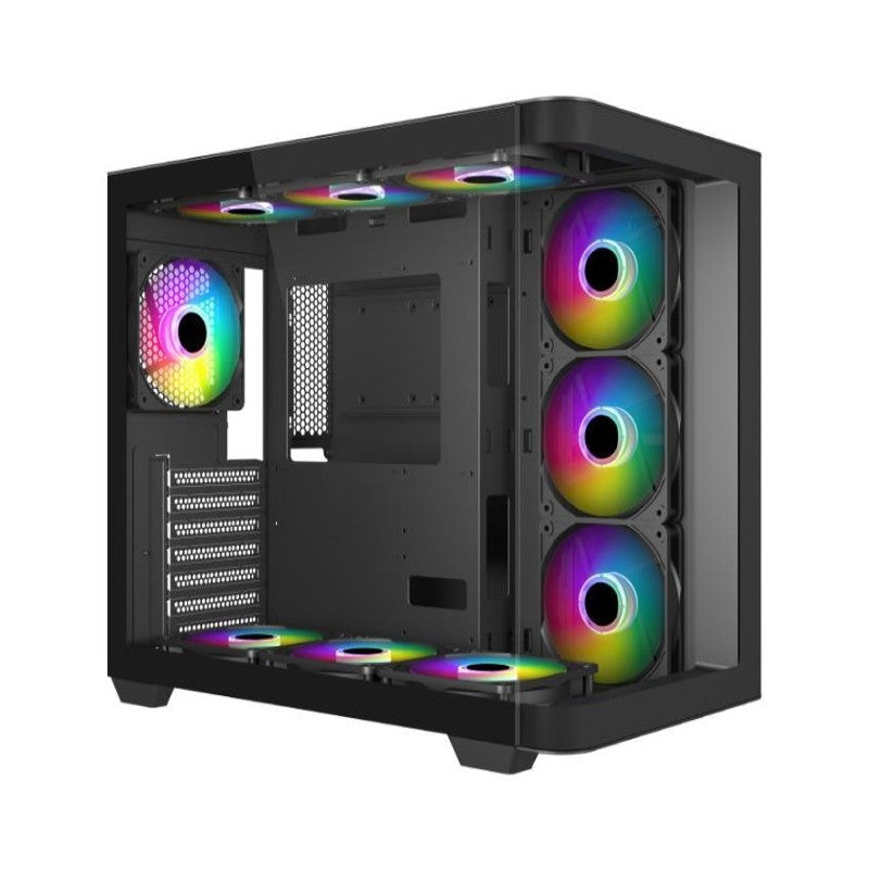 MECER Graphite Curved Gaming ATX Case With 3 ARGB Fans