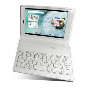 Universal 8 Inch Folio Case With Bluetooth Keyboard White