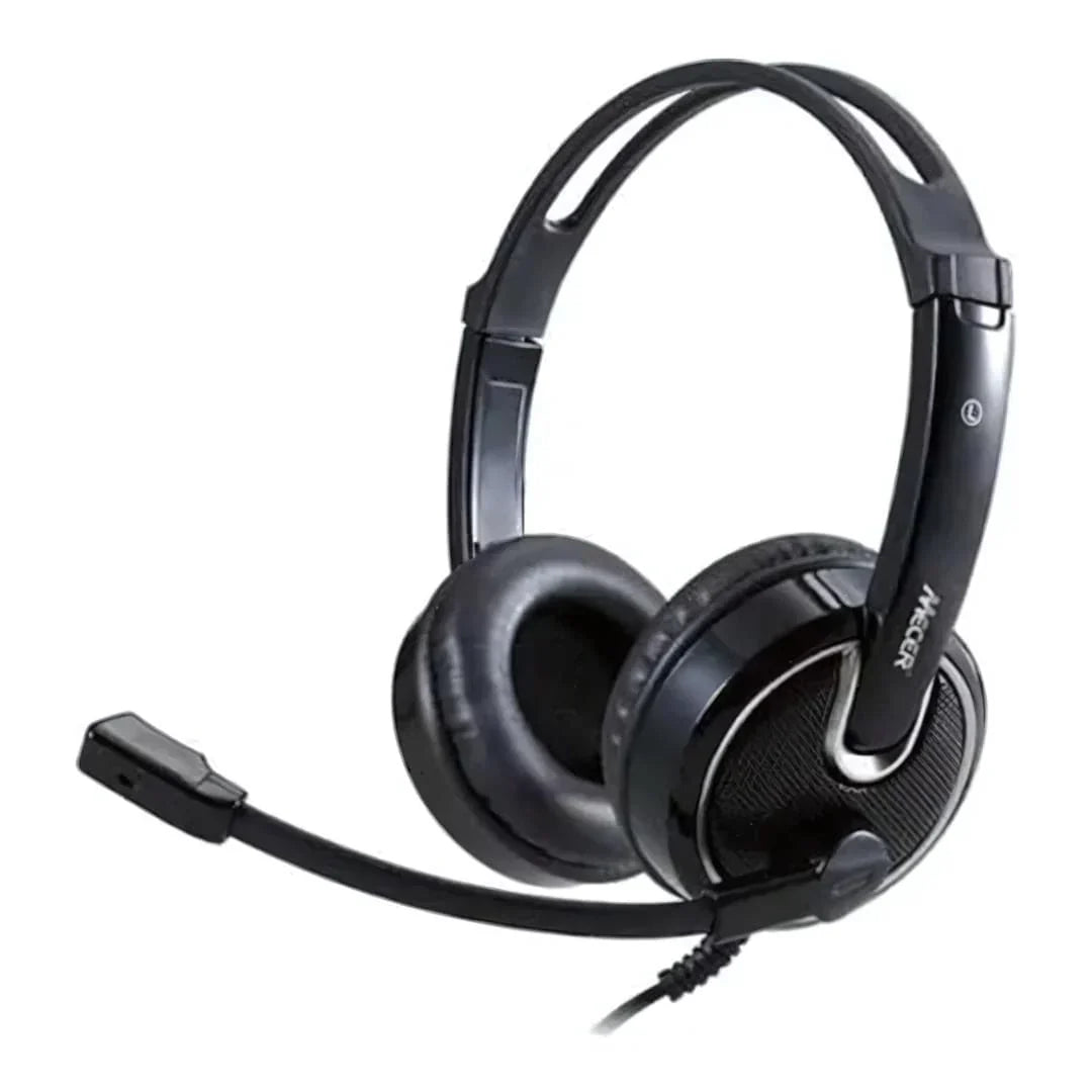 Mecer USB-C & USB-A Wired Stereo Headset with Microphone - Black